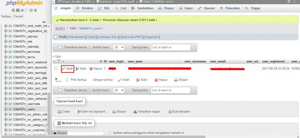 Klik tombol Edit yang ada dekat dengan username yang ingin Anda buat. Dalam pembahasan kali ini akan mengubah username dan password.