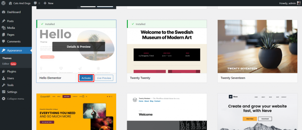 Cara Membuat WordPress Bagi Pemula (Tutorial Lengkap) - Tutorial Digital Marketing, Website, & Bisnis Online - Exabytes Setelah berhasil Anda download dan instal tema pilihan Anda, klik menu Active.
