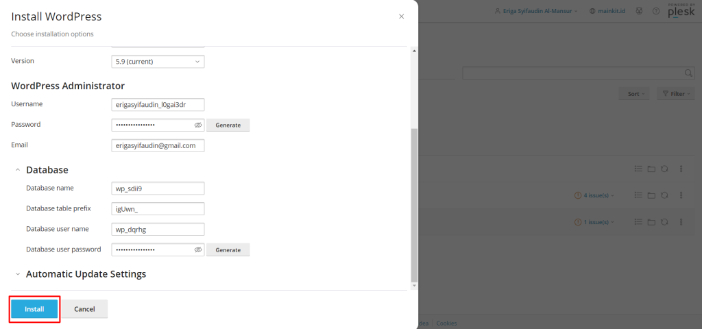 Cara Membuat WordPress Bagi Pemula (Tutorial Lengkap) - Tutorial Digital Marketing, Website, & Bisnis Online - Exabytes Setelah selesai pengisian, klik tombol Install.