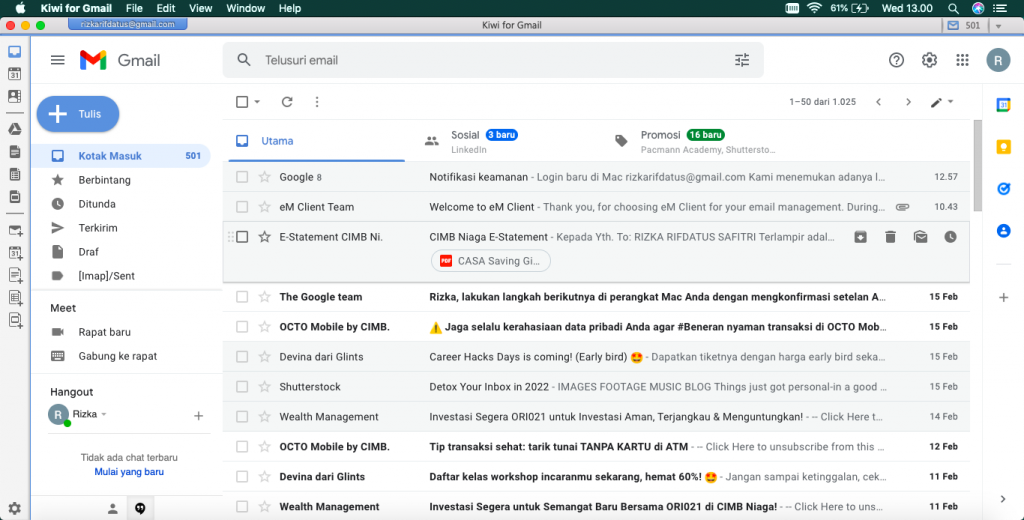 rekomendasi email client terbaik: Kiwi for Gmail
