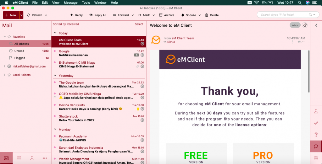 rekomendasi email client terbaik: eMClient