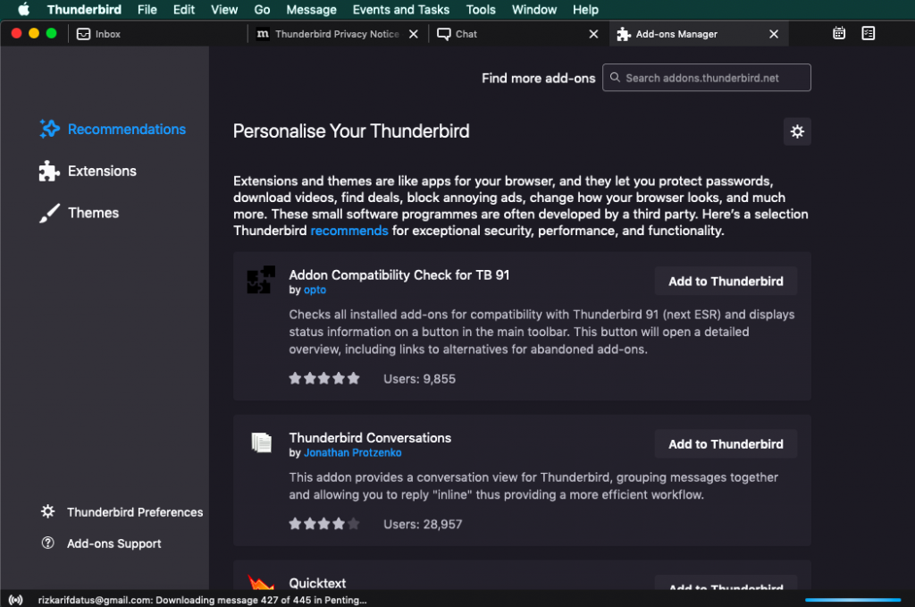 rekomendasi email client terbaik: thunderbird