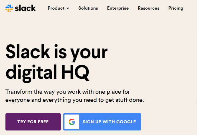 Header website Slack