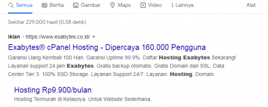Cara Setting Google Ads Dengan Mudah dan Lengkap - Tutorial Digital Marketing, Website, & Bisnis Online - Exabytes contoh iklan di google ads