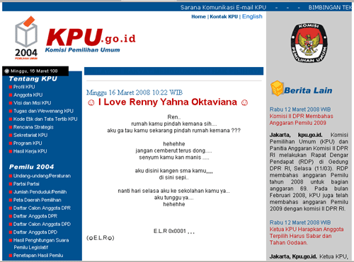 Informasi aneh di situs web KPU