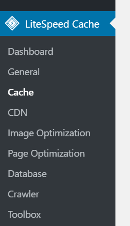 optimasi wordpress dengan litespeed cache - LiteSpeed Cache Menu