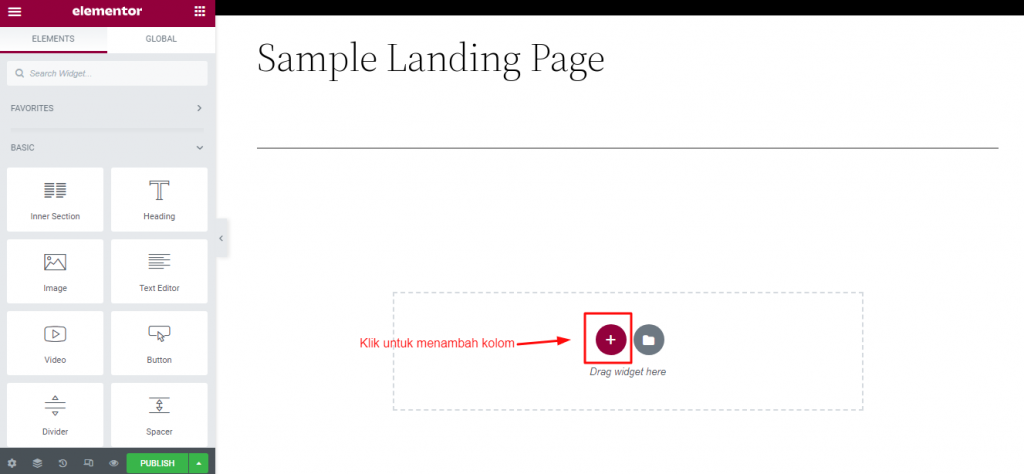 Menambahkan Elemen for Landing Page