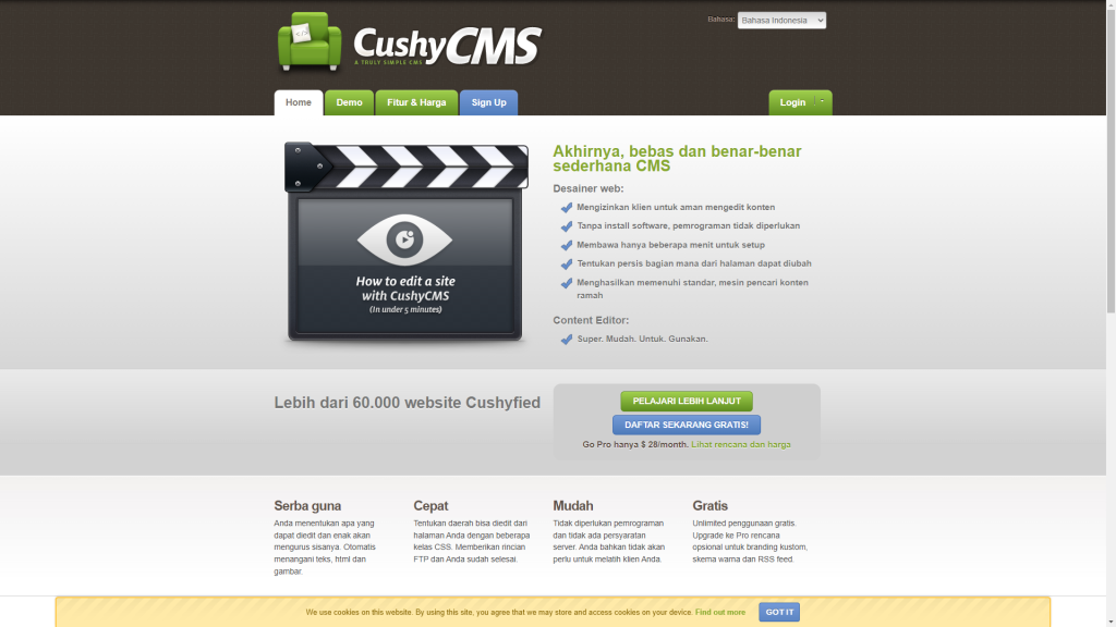 cms buat website - cushycms