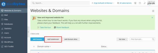 cara instal wordpress di subdomain