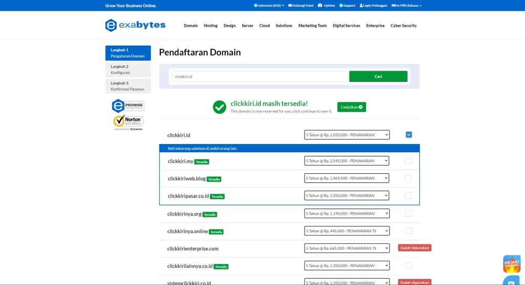 Panduan Membeli Domain Murah di Exabytes Indonesia - Tutorial Digital Marketing, Website, & Bisnis Online - Exabytes memilih domain murah yang diinginkan