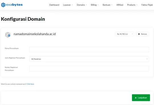 masukan data sekolah dan persyaratannya