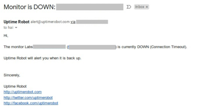 Server Down Message Example Monitoring Server dengan Uptime Robot