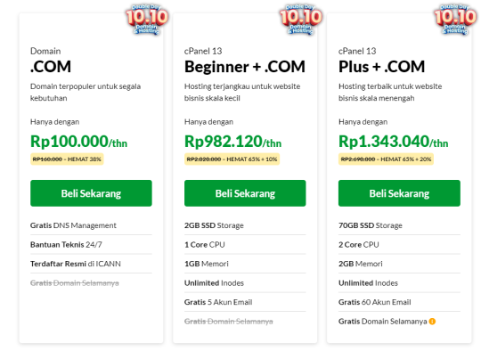 Paket Lengkap Domain .COM dan Hosting cPanel: Solusi Terbaik untuk Website Anda - Tutorial Digital Marketing, Website, & Bisnis Online - Exabytes paket promo 10.10