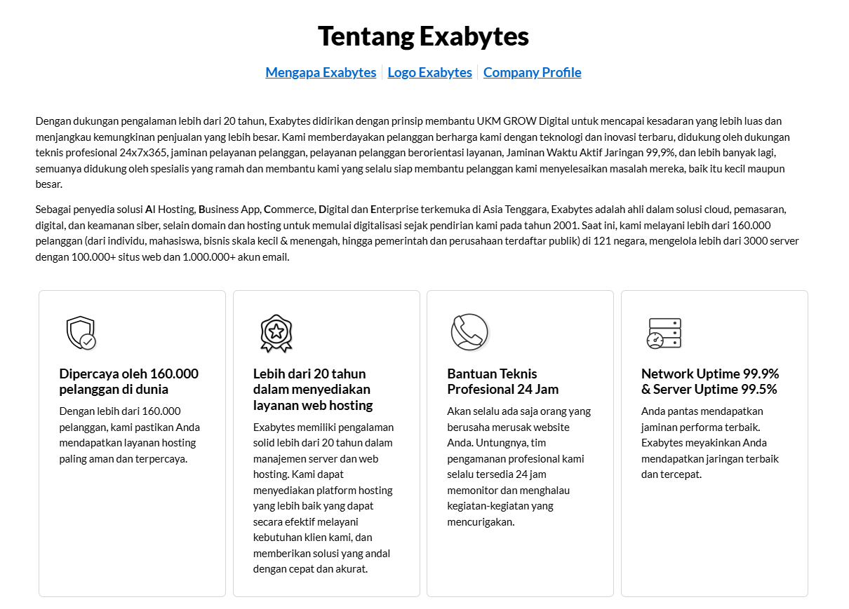 Cara Membuat Halaman About Us untuk Website Bisnis - Tutorial Digital Marketing, Website, & Bisnis Online - Exabytes contoh halaman about us exabytes