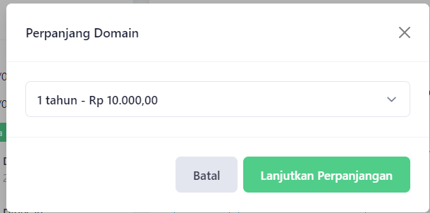 Cara Perpanjangan Domain untuk Reseller Domain Exabytes - Tutorial Digital Marketing, Website, & Bisnis Online - Exabytes 6. Pilih siklus perpanjangan domain dan lanjutkan perpanjangan.